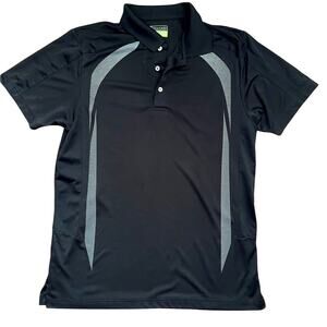 PGA Tour Pro Series Polo Golf Shirt Men L Black Short Sleeve Active Athletic Fit